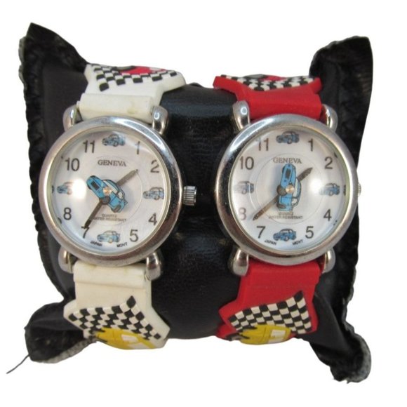 Children Geneva 3D Multi Color Cars Rubber Band Watches 2 piece Lot - Picture 1 of 11